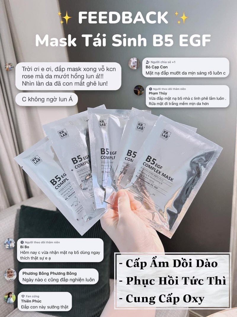  Mặt Nạ Cấp Ẩm Phục Hồi Kr.Lab+ B5 EGF Complex Mask 